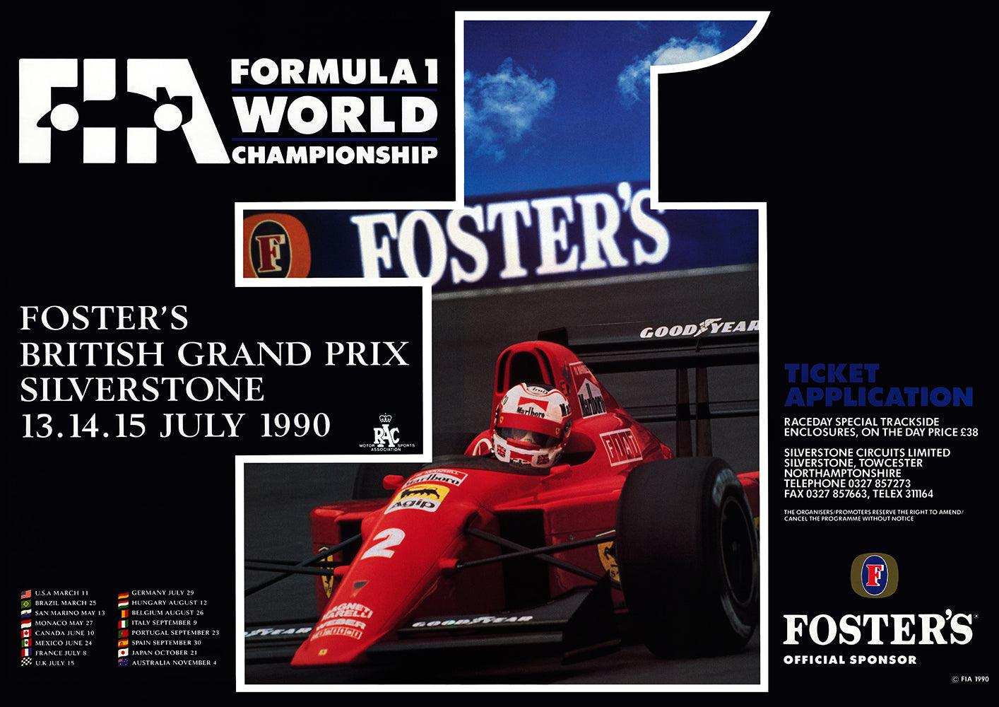 1990 Silverstone Grand Prix Poster - Grand Prix Posters