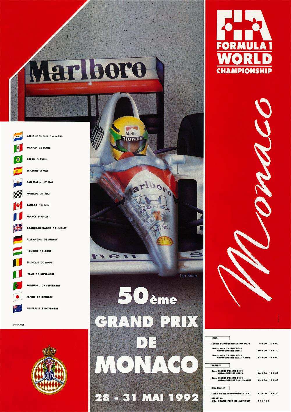 1992 Monaco Grand Prix Poster - Grand Prix Posters