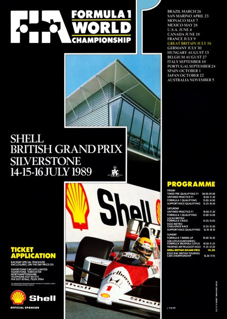 1989 Formula One Shell British Grand Prix Silverstone
