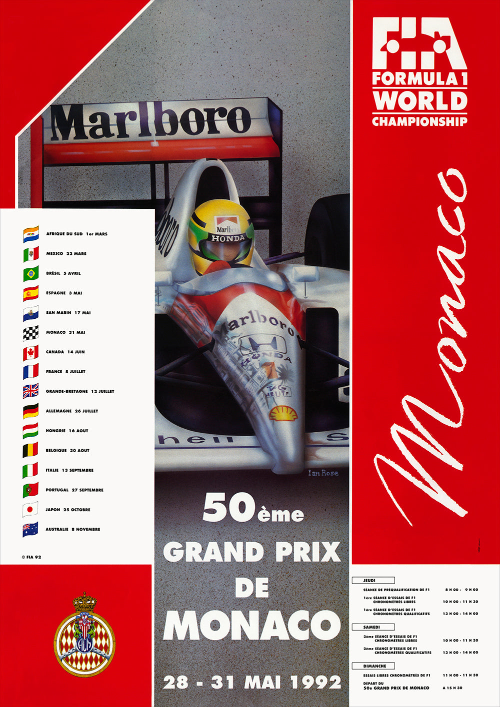 1992 Monaco Grand Poster